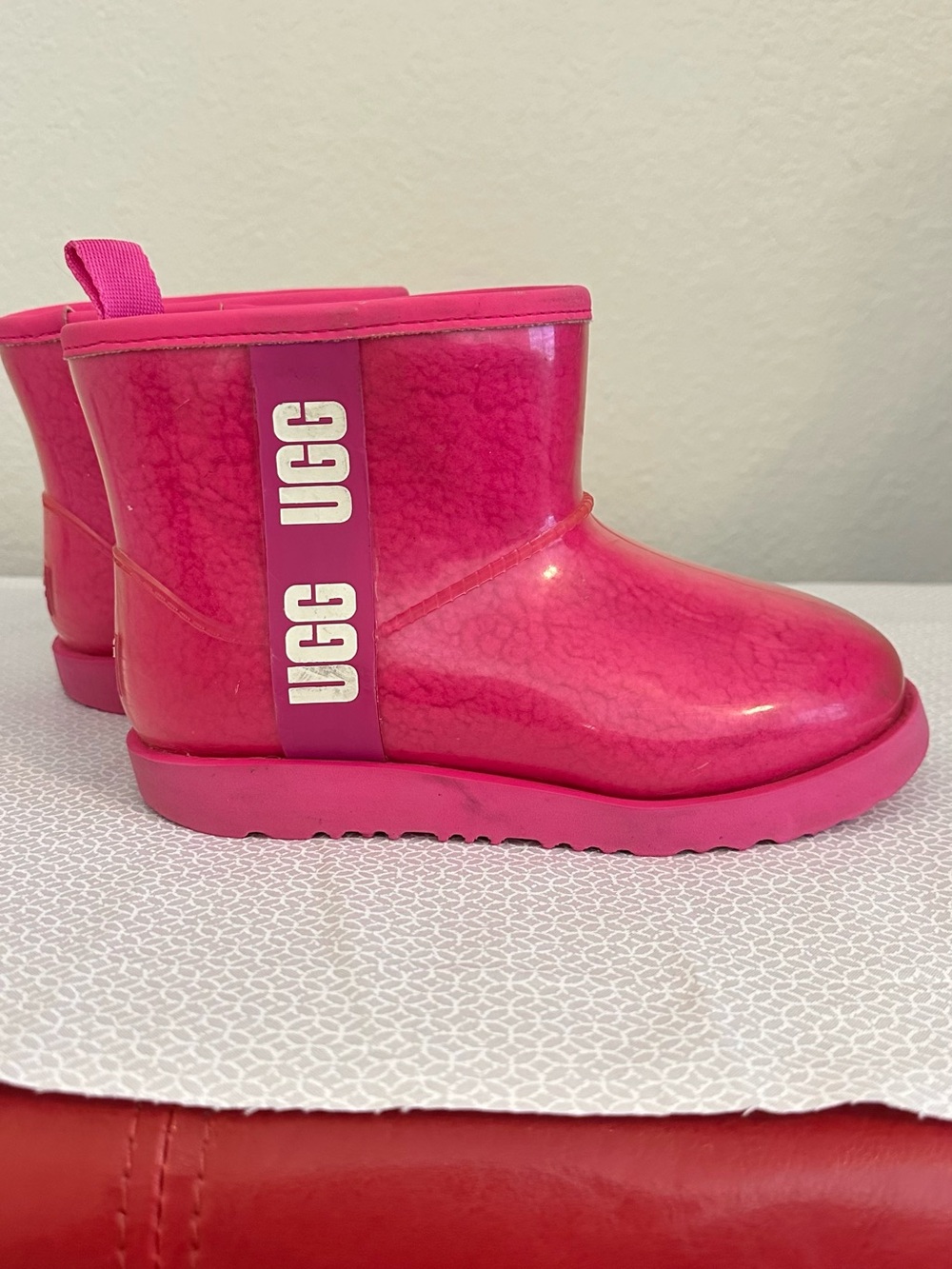 UGG Kids Bright Pink Waterproof Short Rain Boot